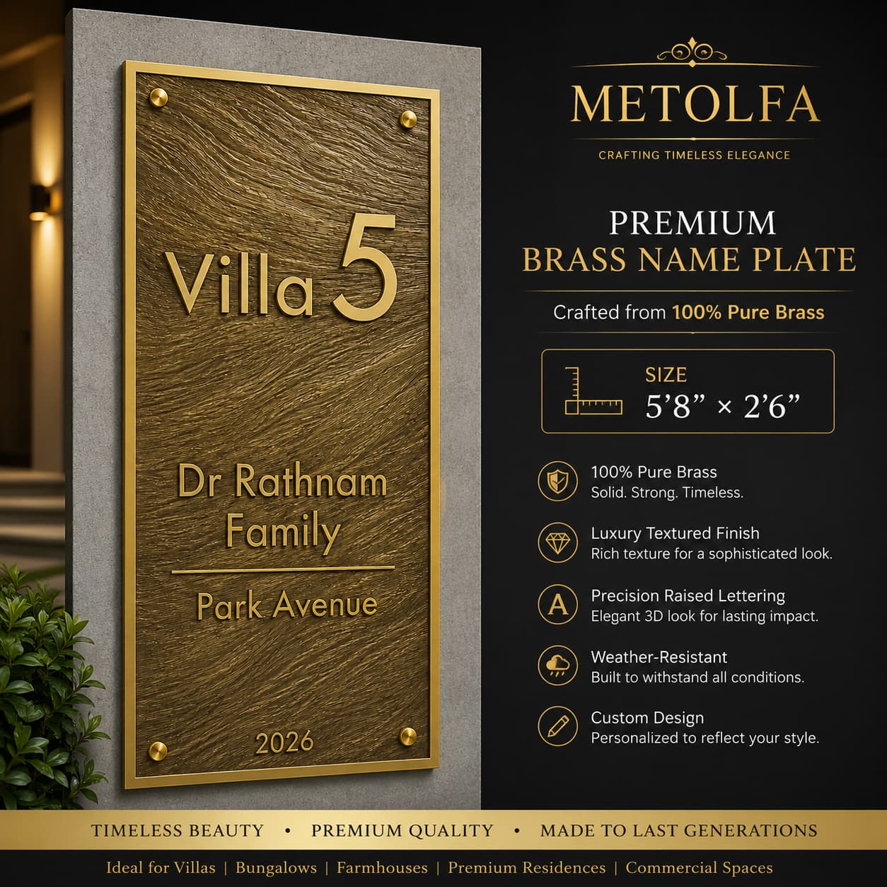 Designer Name Plates - Custom Metal Nameplates Gurgaon